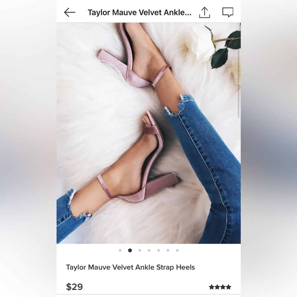 Lulu’s Mauve Velvet Ankle Strap Heels